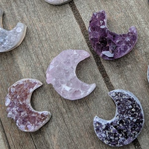 Unique Small Amethyst Crystal Crescent Moon Decoration (READ DESCRIPTION)