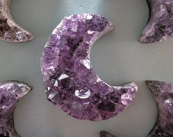 Amethyst Crystal Moon Druzy Crescent Moon Decoration