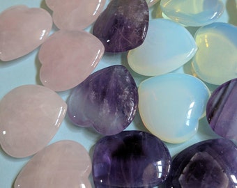 Crystal Heart Bundle - Rose Quartz, Amethyst, Opalite Hearts