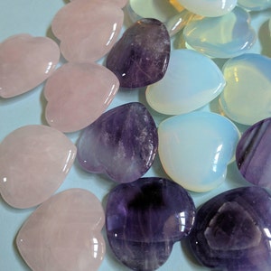 Crystal Heart Bundle - Rose Quartz, Amethyst, Opalite Hearts