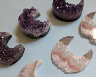 Crystal Moon Bundle - Amethyst Moon Druzy, Amethyst Moon Slice