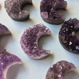 Amethyst Crystal Moon Druzy Crescent Moon Decoration image 2