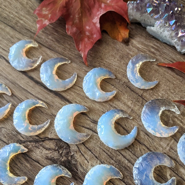 Opalite Moon Carvings - Opalite Crescent Moon Crystal Carving
