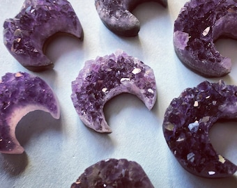 Amethyst Crystal Moon Druzy Crescent Moon Decoration