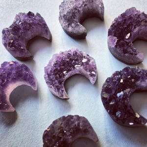 Amethyst Crystal Moon Druzy Crescent Moon Decoration