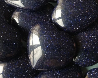 Blue Goldstone Heart Blue Sandstone Gemstone