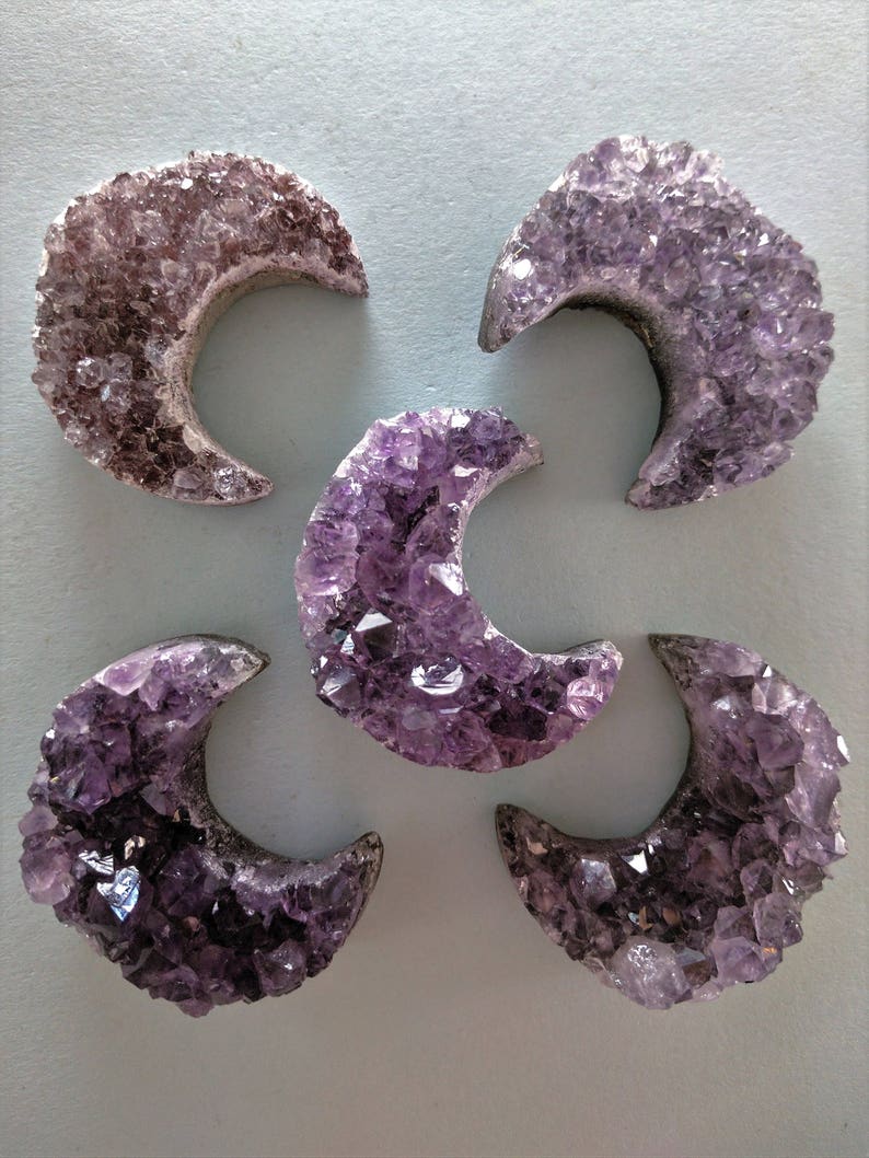 Amethyst Crystal Moon Druzy Crescent Moon Decoration Etsy