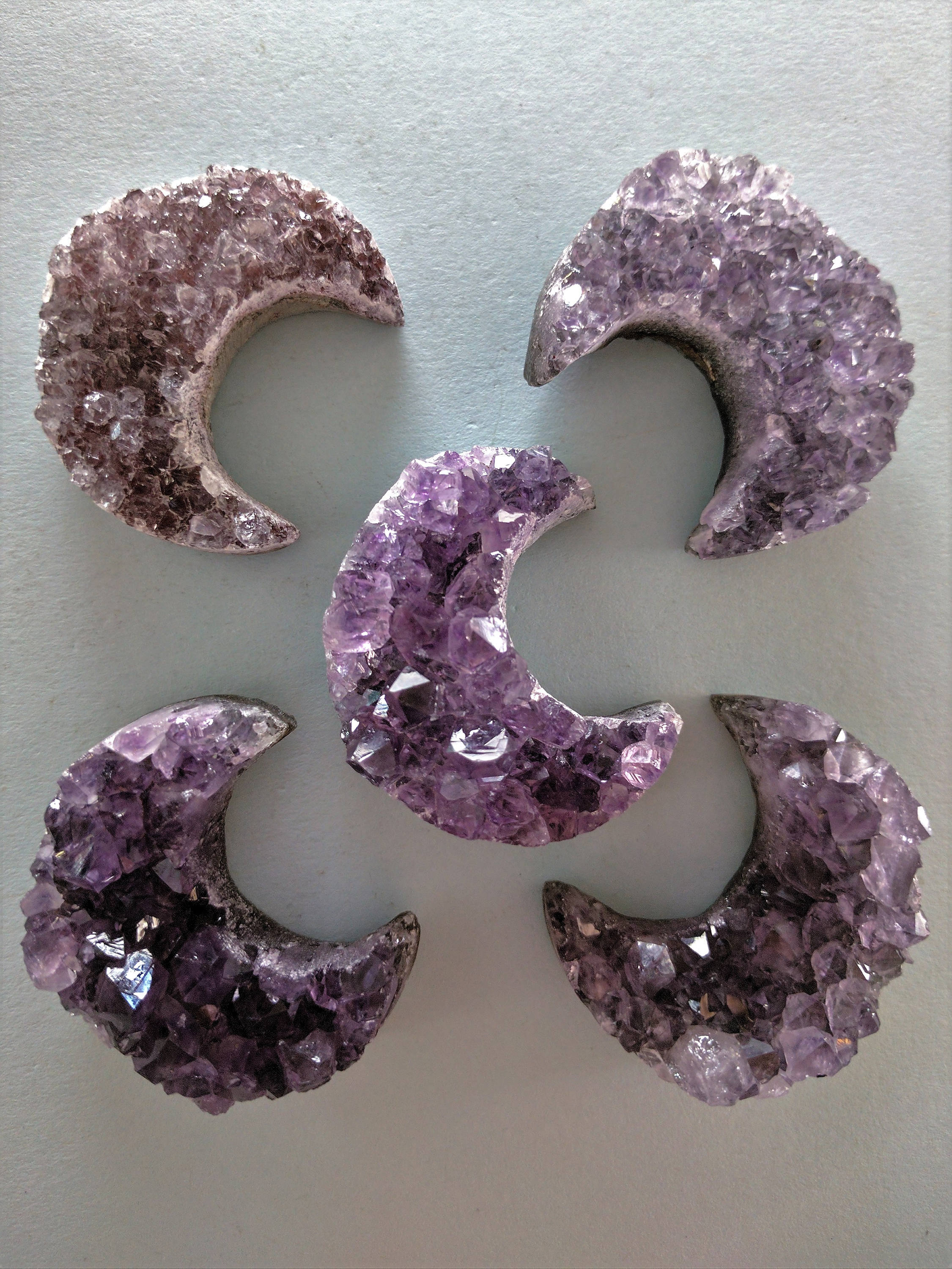 Amethyst Crystal Moon Druzy Crescent Moon Decoration