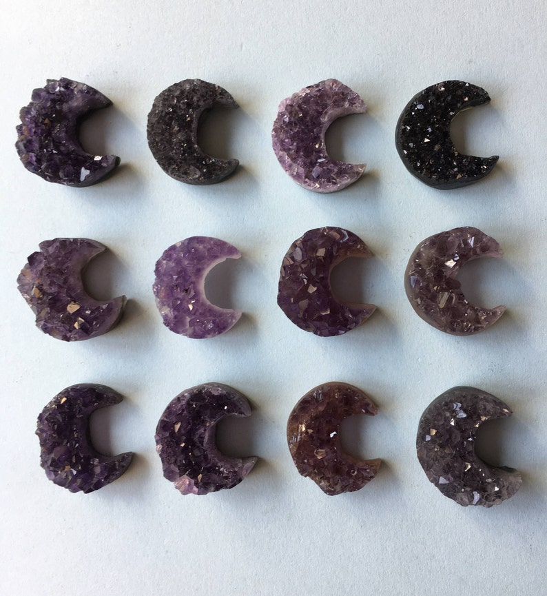 Amethyst Crystal Moon Druzy Crescent Moon Decoration image 4