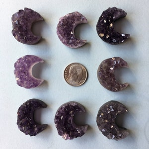 Amethyst Crystal Moon Druzy Crescent Moon Decoration image 5