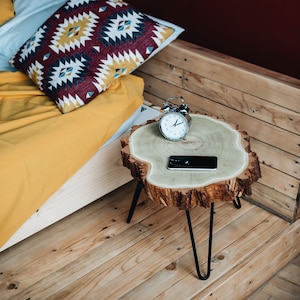 Wood slab night sale stand