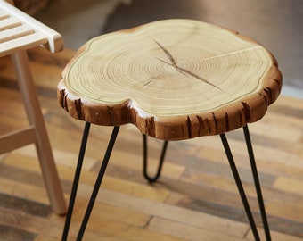 Wood Slab Coffee Table, Live Edge Coffee Table, Rustic Wood Slab Coffee Table, Modern Hairpin Legs End Table, Mid Century Coffee Table