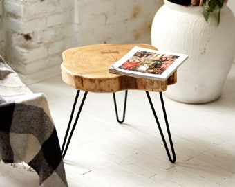 Modern Coffee Table, Wood Slab Coffee Table, Hair Pin Legs, Rustic Coffee Tables, Round Coffee Table, Side Table, End Table, Live Edge Table