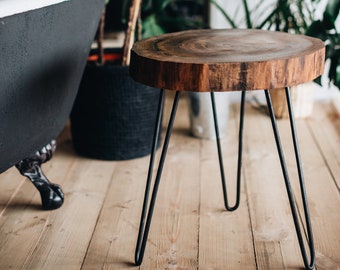 Bathroom Side Table, Round Side Table, Rustic Bathroom Table, Modern Table, Mid-Century Table, Modern End Table, Bathroom Decor