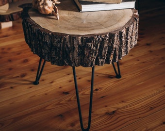 Live Edge Coffee Table, Rustic Coffee Table Wood Coffee Table, Round Coffee Table, Modern Mid Century Coffee Table, End Side Coffee Table