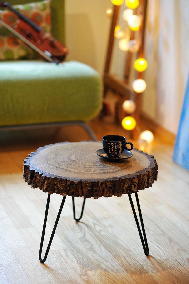 Live Edge Coffee Table Round Coffee Table Rustic Wood Slab Etsy