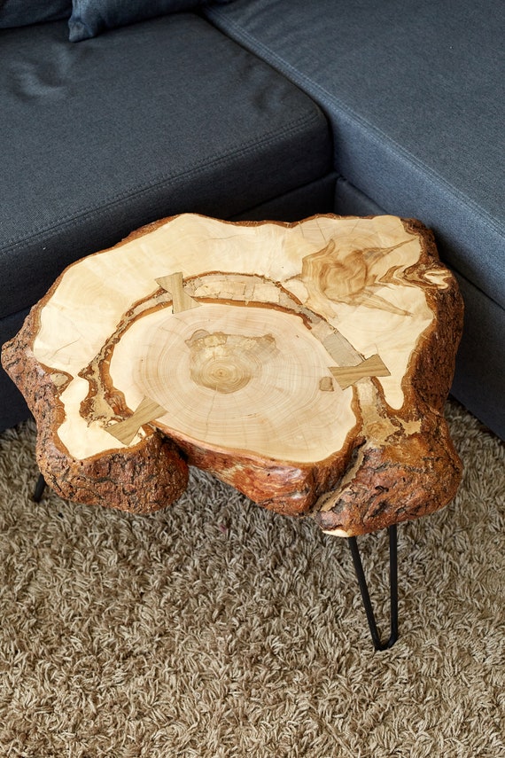 Live edge coffee table with bark discount