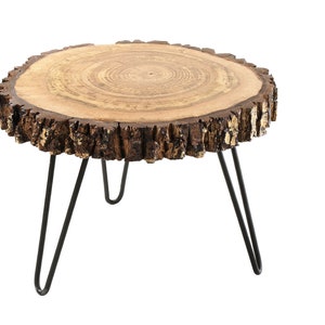 Round Coffee Table, Live Edge Coffee Table, Rustic Wood Slab Coffee Table, Modern Hairpin Legs End Table, Mid Century Coffee Table image 7