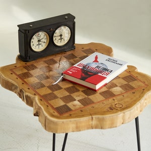 Chess Table, Chess Coffee Table, Wooden Chess Table, Live Edge Table for Chess, Chess Game Table, Board Table, Chess Play-table Gift for dad image 10