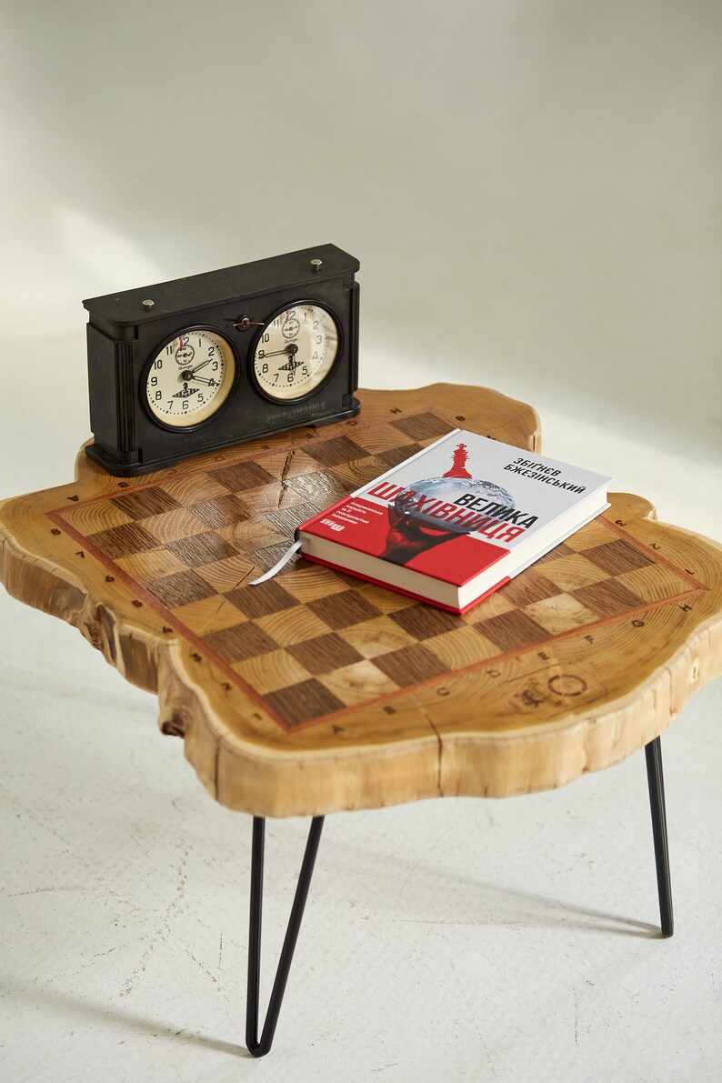 Chess Table, Chess Coffee Table, Wooden Chess Table, Live Edge Table for Chess, Chess Game Table, Board Table, Chess Play-table Gift for dad image 10