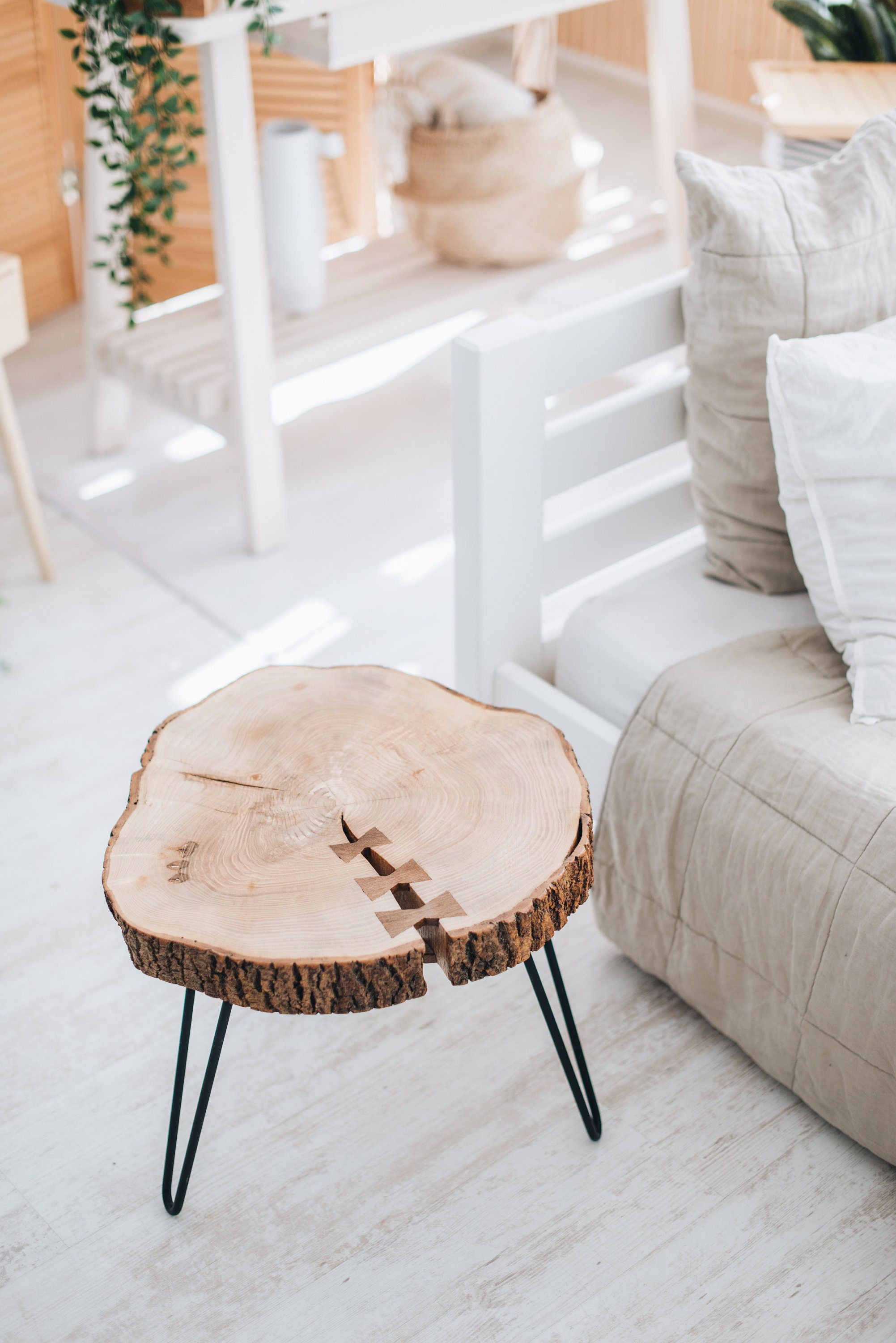 Table Basse Rustique, Table Ronde, Moderne, Live Edge, d'extrémité, de Cendres