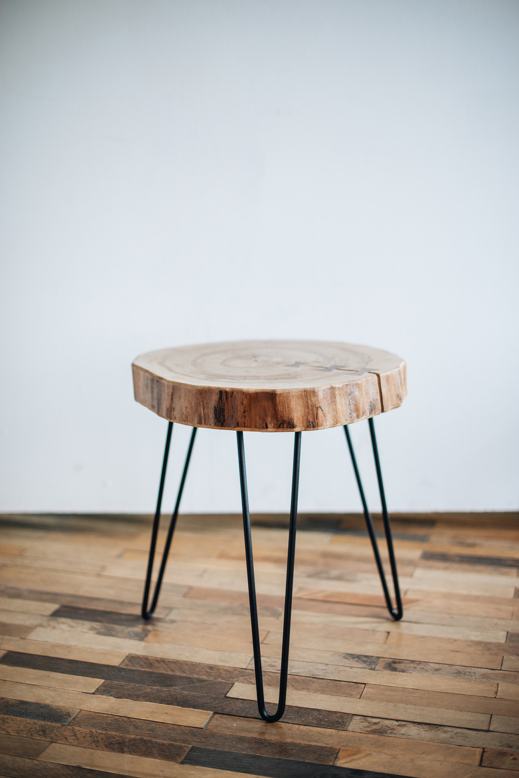 Table de Café Latérale, Table en Bois, Ronde, d'extrémité Moderne Jambes d'épingle à Cheveux, Mi-Siè