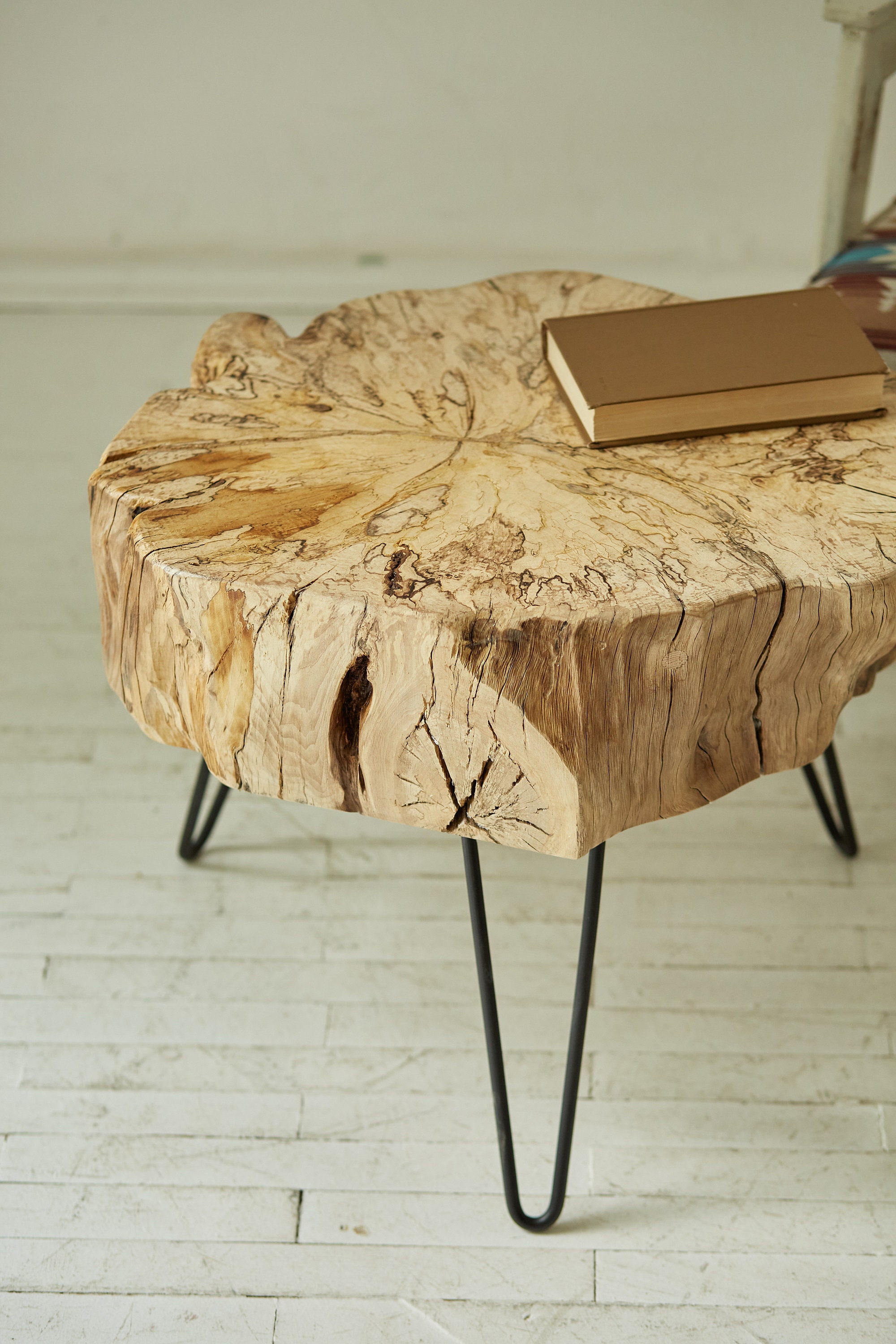 Table Basse Massive, Table en Bois, Dalle de Rustique, Moderne, Tables Basses, Cadeau Maison Nouvell