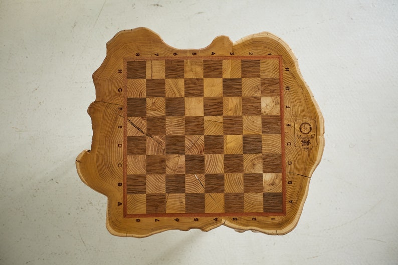 Chess Table, Chess Coffee Table, Wooden Chess Table, Live Edge Table for Chess, Chess Game Table, Board Table, Chess Play-table Gift for dad image 5