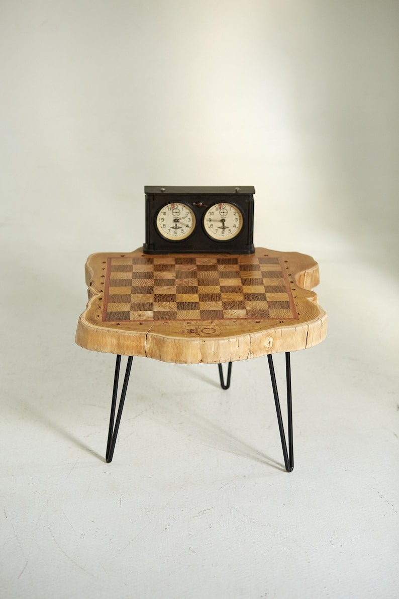 Chess Table, Chess Coffee Table, Wooden Chess Table, Live Edge Table for Chess, Chess Game Table, Board Table, Chess Play-table Gift for dad image 6