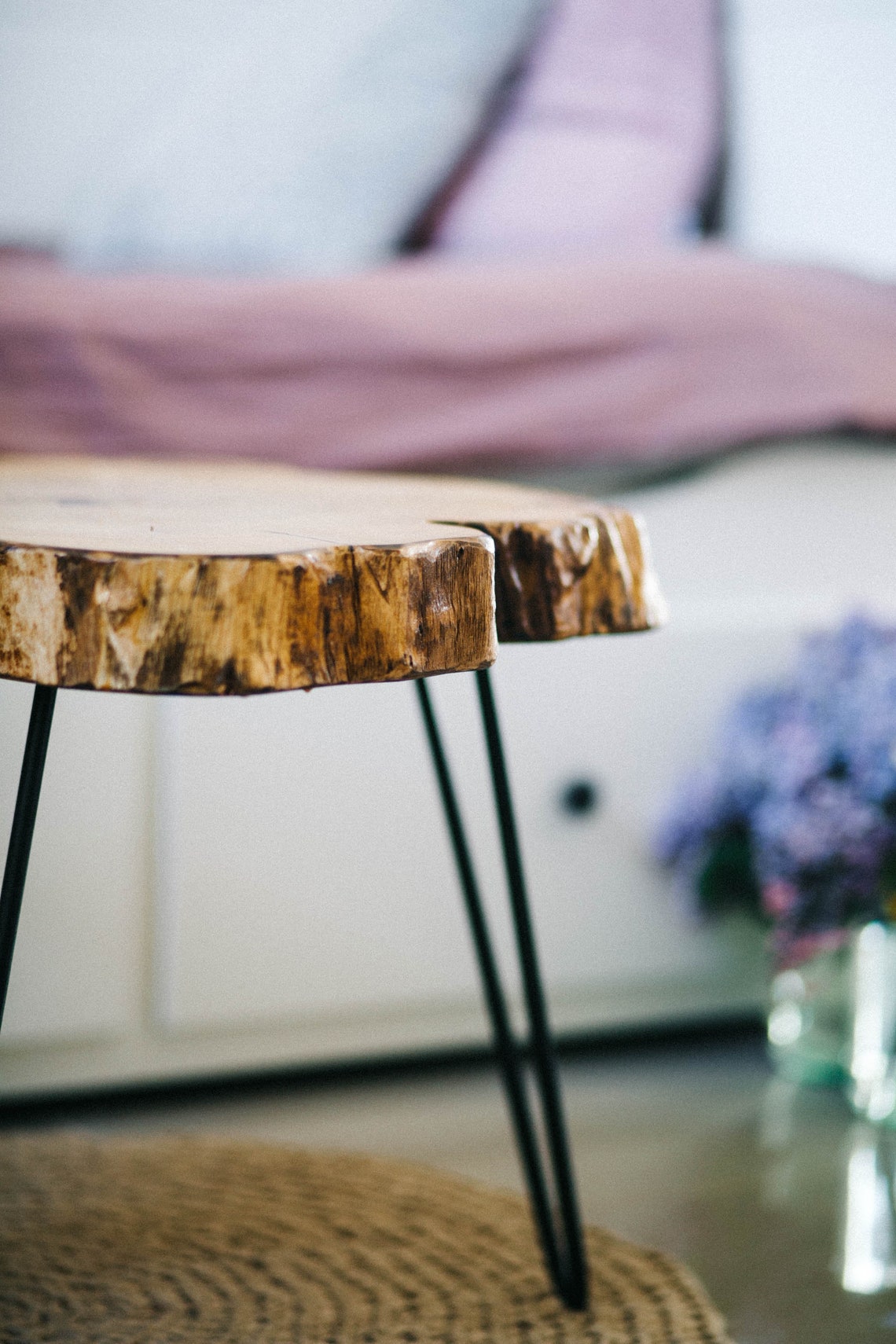 Wood Coffee Table Unique Coffee Table Slab Round Coffee - Etsy