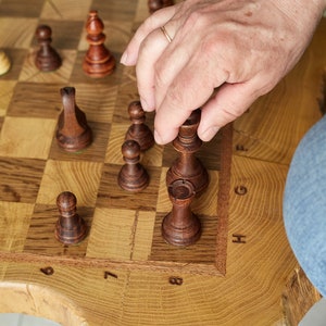 Chess Table, Chess Coffee Table, Wooden Chess Table, Live Edge Table for Chess, Chess Game Table, Board Table, Chess Play-table Gift for dad image 4