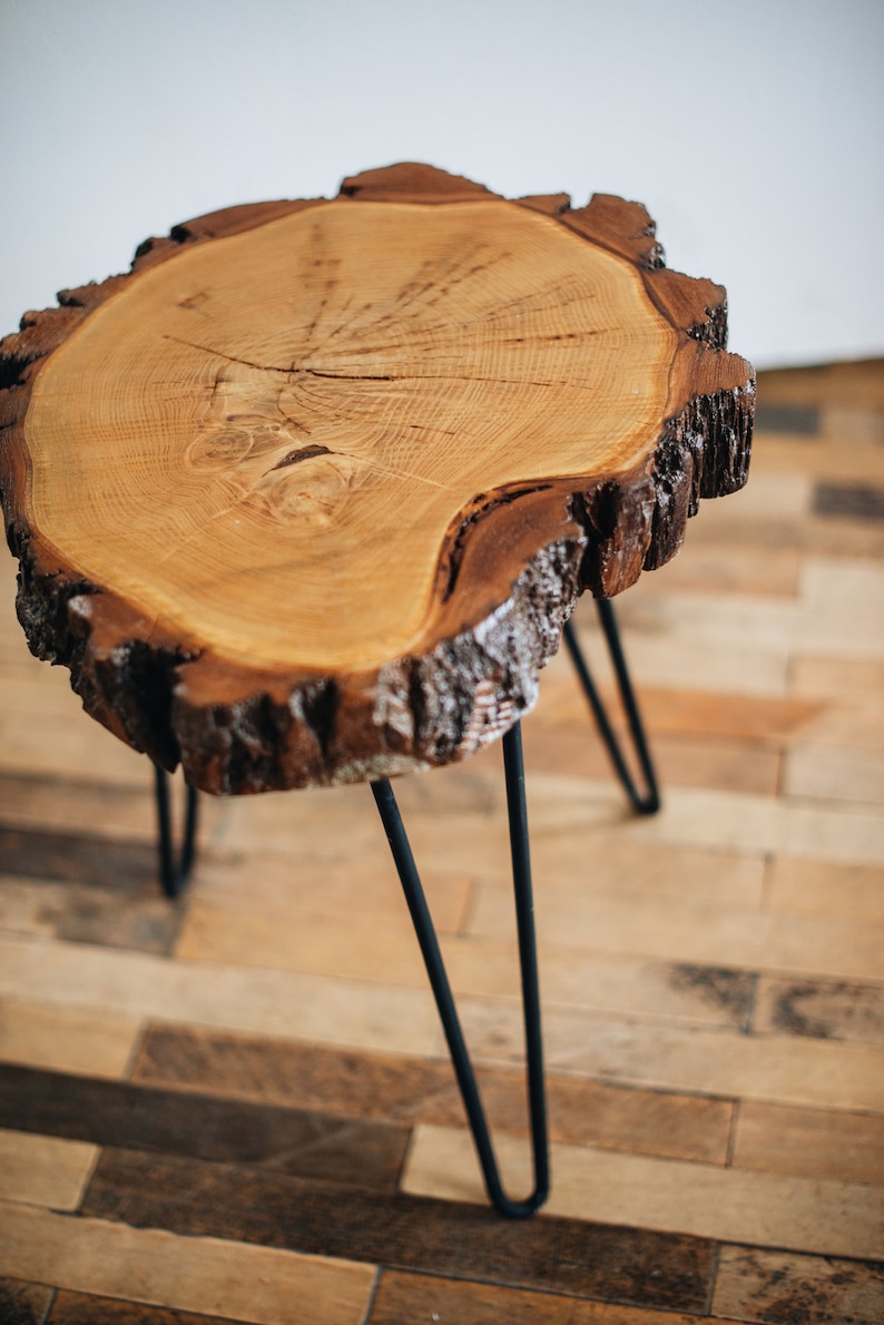Modern Hairpin Legs Table Live Edge Coffee Table Round Coffee Table End Side Table Rustic Coffee Table Mid Century Coffee Table Furniture Home Living