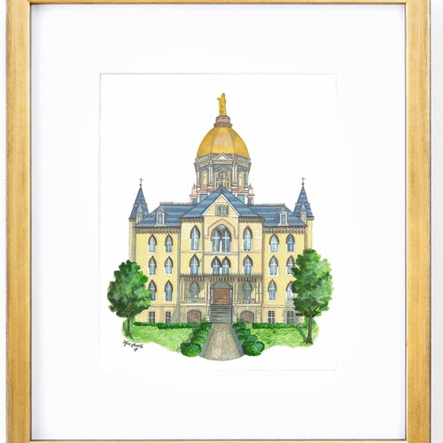 Notre Dame University Gold Dome Print Notre Dame Print With Etsy