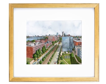 Boston University Watercolor Print: BU Alumni Gift, Commonwealth Avenue