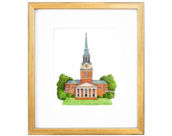 Wait Chapel Watercolor Print: Wake Forest Alumni Gift