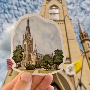 Vinyl Sticker, Notre Dame University Sticker, Basilica of the Sacred Heart Watercolor, Fighting Irish Gift