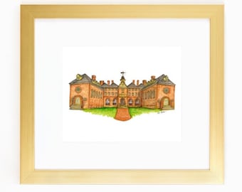 Wren Building Watercolor Print: William & Mary Campus Art