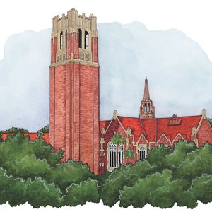 UF Gators Century Tower Watercolor Print: University of Florida Alumni Gift afbeelding 2