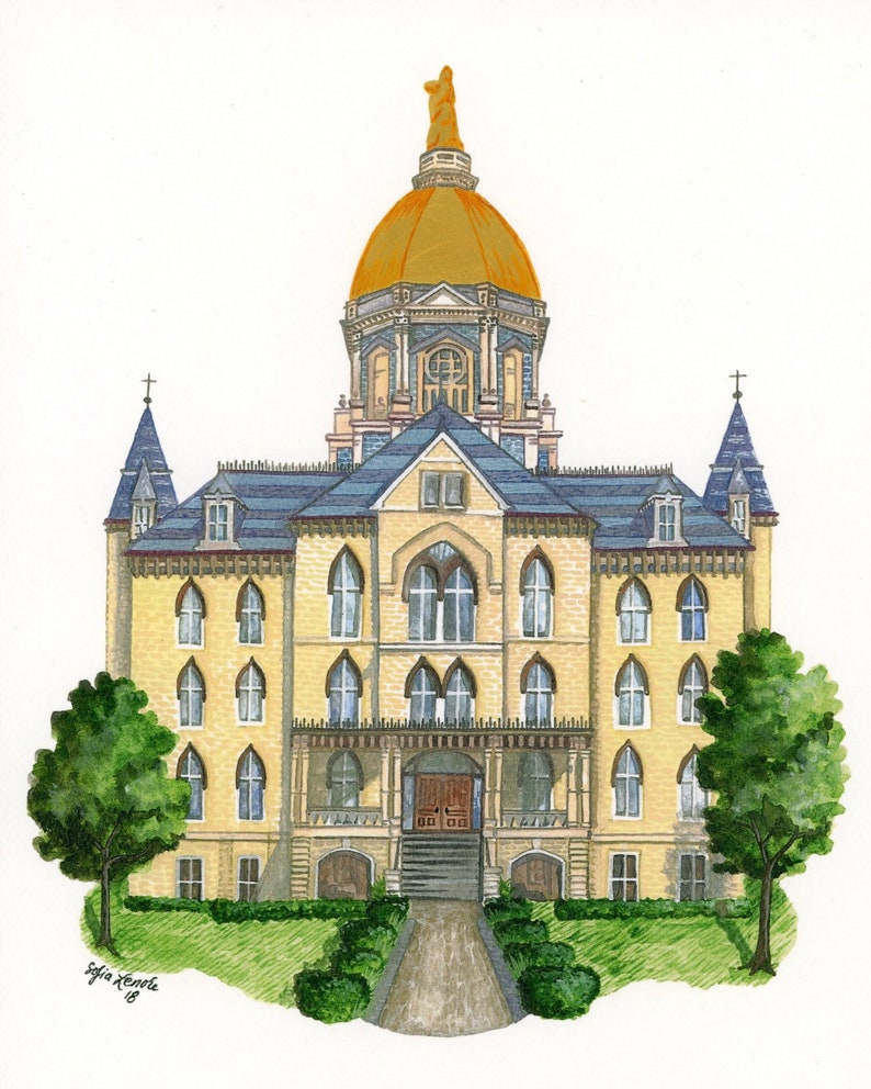 Notre Dame University Gold Dome Print Notre Dame Print With | Etsy