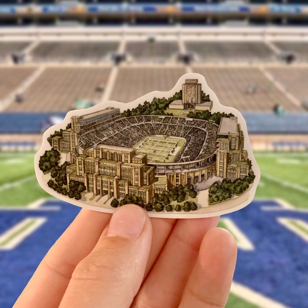 Vinyl Sticker, Notre Dame University Sticker, Stadium and Touchdown Jesus Watercolor, Fighting Irish Football Gift