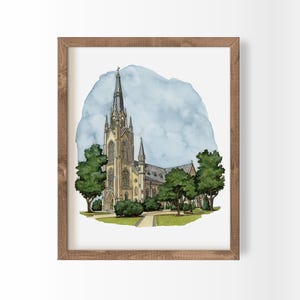 Notre Dame Basilica Watercolor Art Print: Fighting Irish Alumni Gift