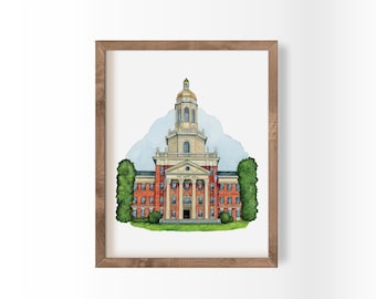 Baylor University Patt Neff Hall Watercolor Art Print