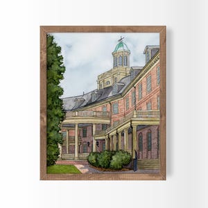 Barrett Hall, William & Mary Watercolor Art Print
