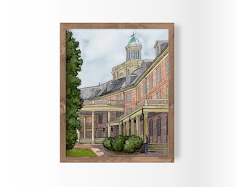 Barrett Hall, William & Mary Watercolor Art Print