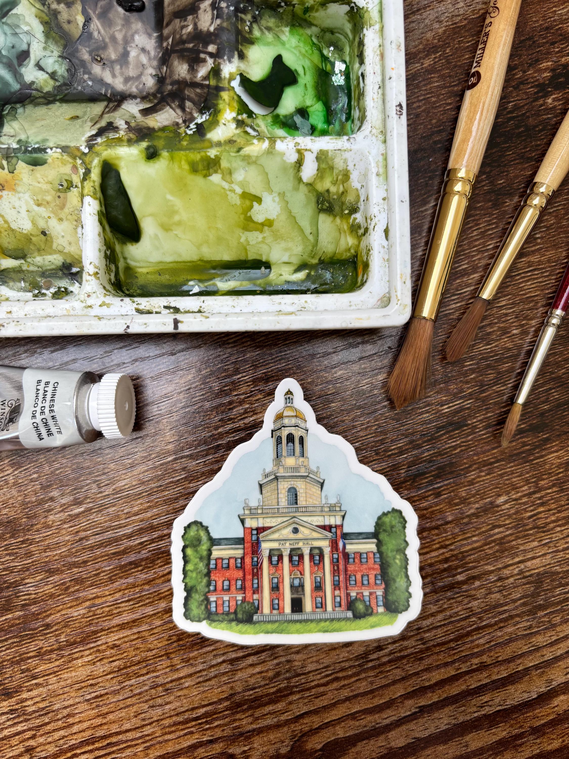 Neff Decal Baylor University Sticker: Pat Neff Hall Watercolor Vinyl Decal - Etsy