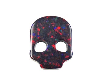 Colgante gótico de Halloween con cuentas de calavera de ópalo de fuego negro