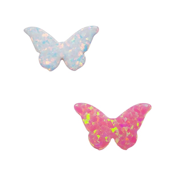 Opal Butterfly, White Opal Butterfly 8.6mmx14.1mm Side Hole, Pink Butterfly Authentic Lab-created Opal Bead Wholesale Supply USA Seller
