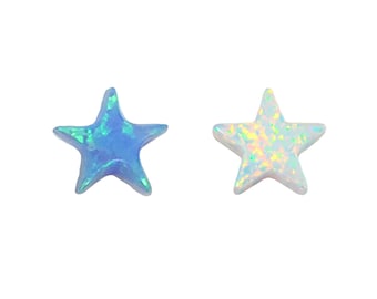 10mm Opal Star, Star Opal Charm, Light Blue, White Opal Star Bead Side Holes 1.1mm Wholesale Opals USA Seller