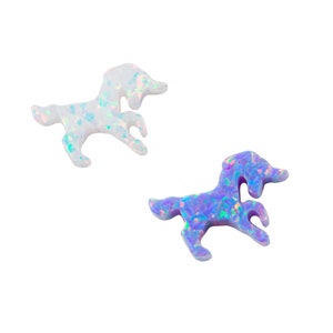Fairytale Little Unicorn Opal Lab created  White or Lavender Horse Pendant, Authentic Lab-created Opals GIA Certified USA Seller