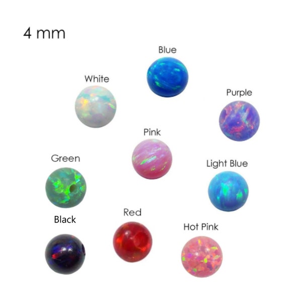 4mm Opal Round Beads Fully Drilled Holes, Lab created Opal Dot Beads, Available in 9 Colors, Wholesale Opals Beads GIA Certified, USA Seller